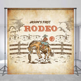 Aperturee - Aperturee Western Cowboy Farm First Rodeo Custom Name Backdrop